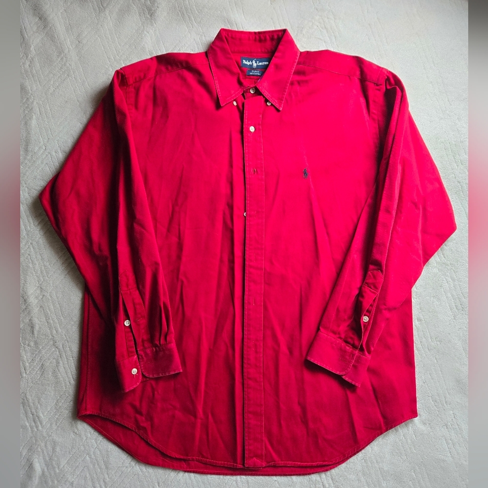 Ralph Lauren Vintage 90s Blake Cotton Red Shirt Sz L